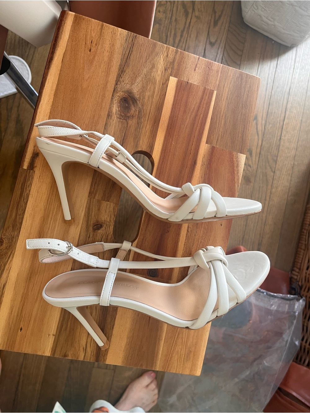 White Knot-Strap Stiletto Heels - Women's Dress Sandals